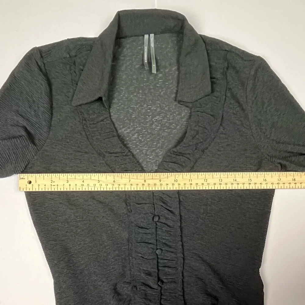 Anthropologie | Long-Sleeve Textured Button-Front Blouse Size Small in Black - Picture 8 of 11